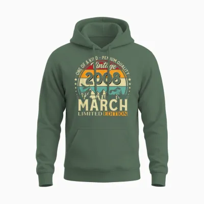 18 Ans Anniversaire Homme Cadeau Mars 2008 Vintage Unisex Hoodie - Military Green