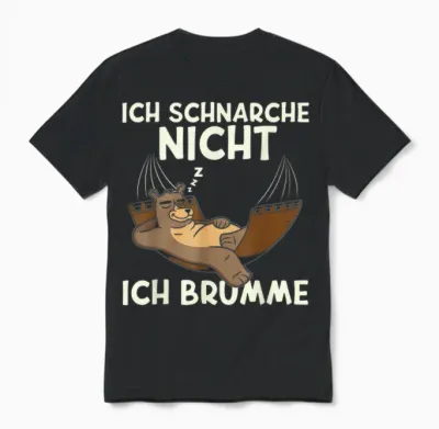 Ich Schnarche Nicht Ich Brumme | Sleep Shirt Pyjamas Sleep Unisex T-Shirt - Black