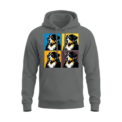 Pop Bernese Mountain Dog Dog Portrait Unisex Hoodie - Graphite Heather