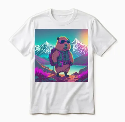 Capybara Hiking Thru the Mountains Unisex T-Shirt - White