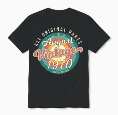 1970 August Retro Unisex T-Shirt - Black