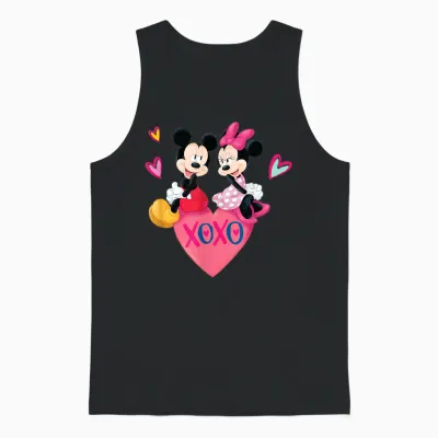 Disney Mickey Mouse and Minnie Xoxo Valentine's Day Unisex Tank Top - Black