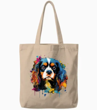 Bunte Cavalier King Charles Spaniel Hund Tote Bags - Natural