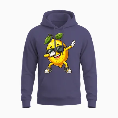 Dabbing Yellow Lemon Funny Lemon with Lemon Motif T-Shirt, Black Unisex Hoodie - Heather Sport Dark Navy