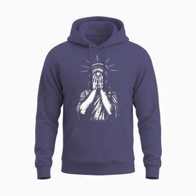 Statue of Liberty in Despair Unisex Hoodie - Heather Sport Dark Navy