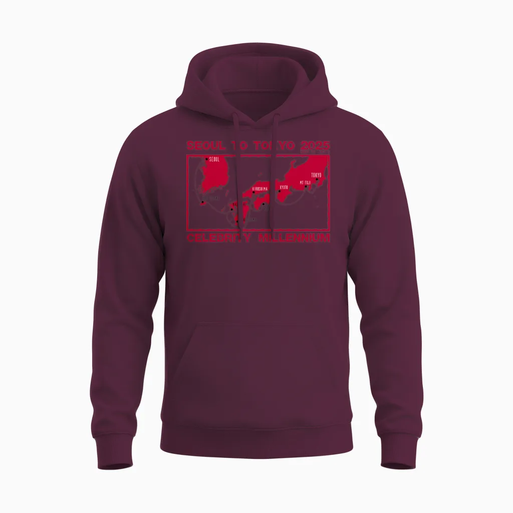 Seoul to Tokyo Cruise 2025 - Summer & Beach Unisex Hoodie in Maroon