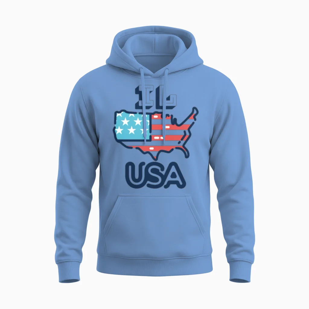 Il, Usa, Illinois - Patriotic & 4th of July Unisex Hoodie in Carolina Blue