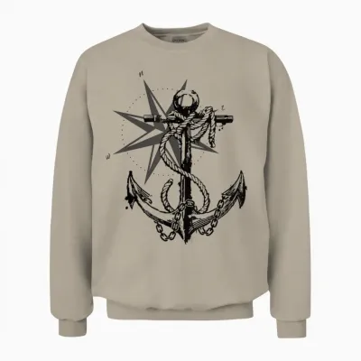Anker Kompass Design Maritim Nautisch Retro Unisex Sweatshirt - Sand