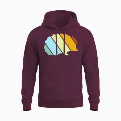 Hedgehog Retro Unisex Hoodie - Maroon