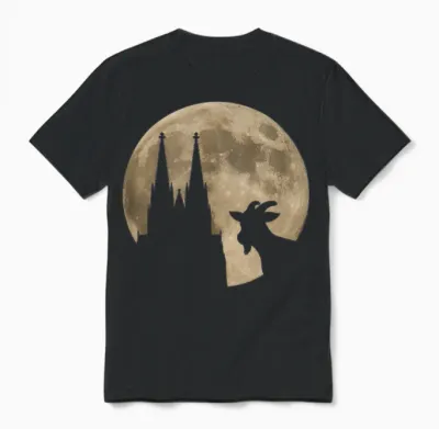 Cologne, My Town! Geißbock with Cathedral and Moon. Cologne Pride T-Shirt, Black Unisex T-Shirt - Black