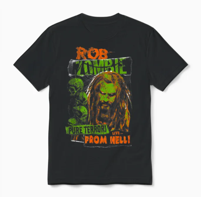 Rob Zombie - Pure Terror T-Shirt, Black Unisex T-Shirt in Black
