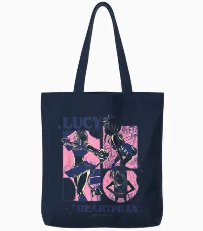 Fairy Tail Lucy Heartfilia Multi Pose Distressed Showcase Tote Bags - Navy