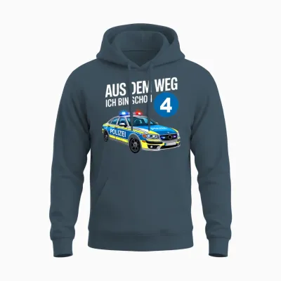 Kinder 4. Geburtstag Polizei 4 Jahre Kinder Junge Ich Bin Schon 4 Unisex Hoodie - Dark Heather