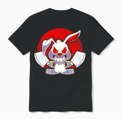 Armed Bunny Evil Hasi Knife Butcher Unisex T-Shirt - Black