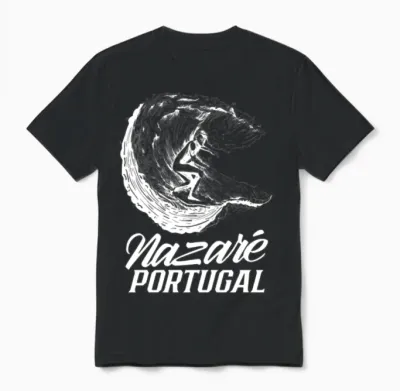 Nazaré Portugal Surfer Surf Wave Surfing Unisex T-Shirt - Black