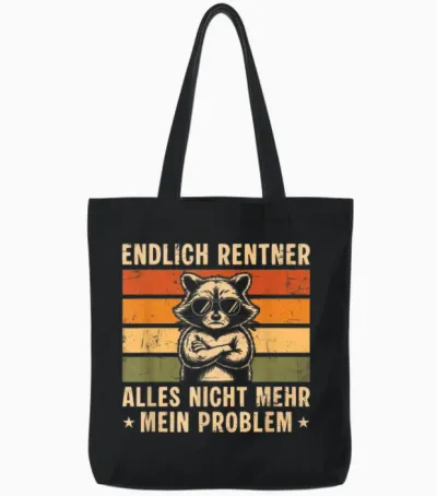 Herren Endlich Rentner Vintage Waschbär - Rente Tote Bags - Black