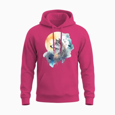Wolfskopf Aquarell T-Shirt Damen Weiß Eu 38/39 Unisex Hoodie - Heliconia