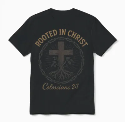 Verwurzelt in Christus – Christliches Jesus-Kreuz Unisex T-Shirt - Black