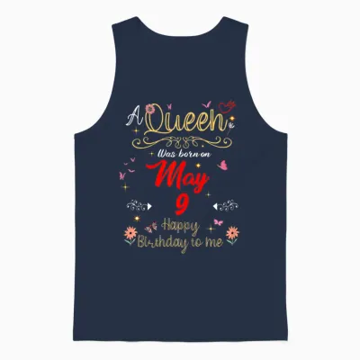 Une Reine Est Née Le 9 Mai, 9e Anniversaire Unisex Tank Top - Navy