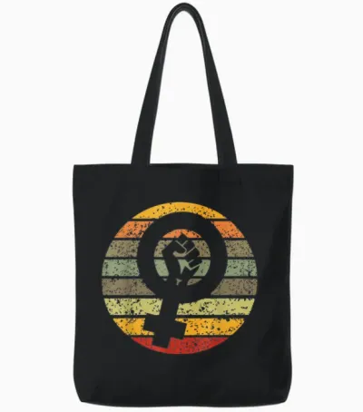 Feminismus Symbol Design Retro Vintage 70er 80er 90er Feministin Tote Bags - Black