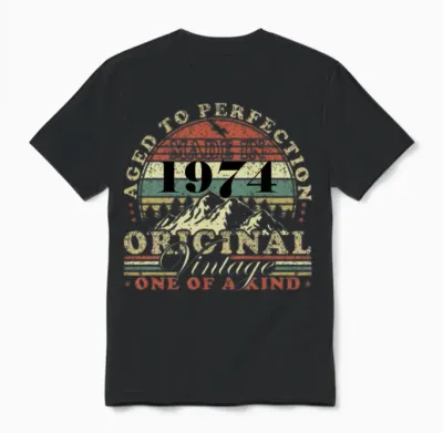 50th Birthday Vintage 1974 50 Years Unisex T-Shirt - Black