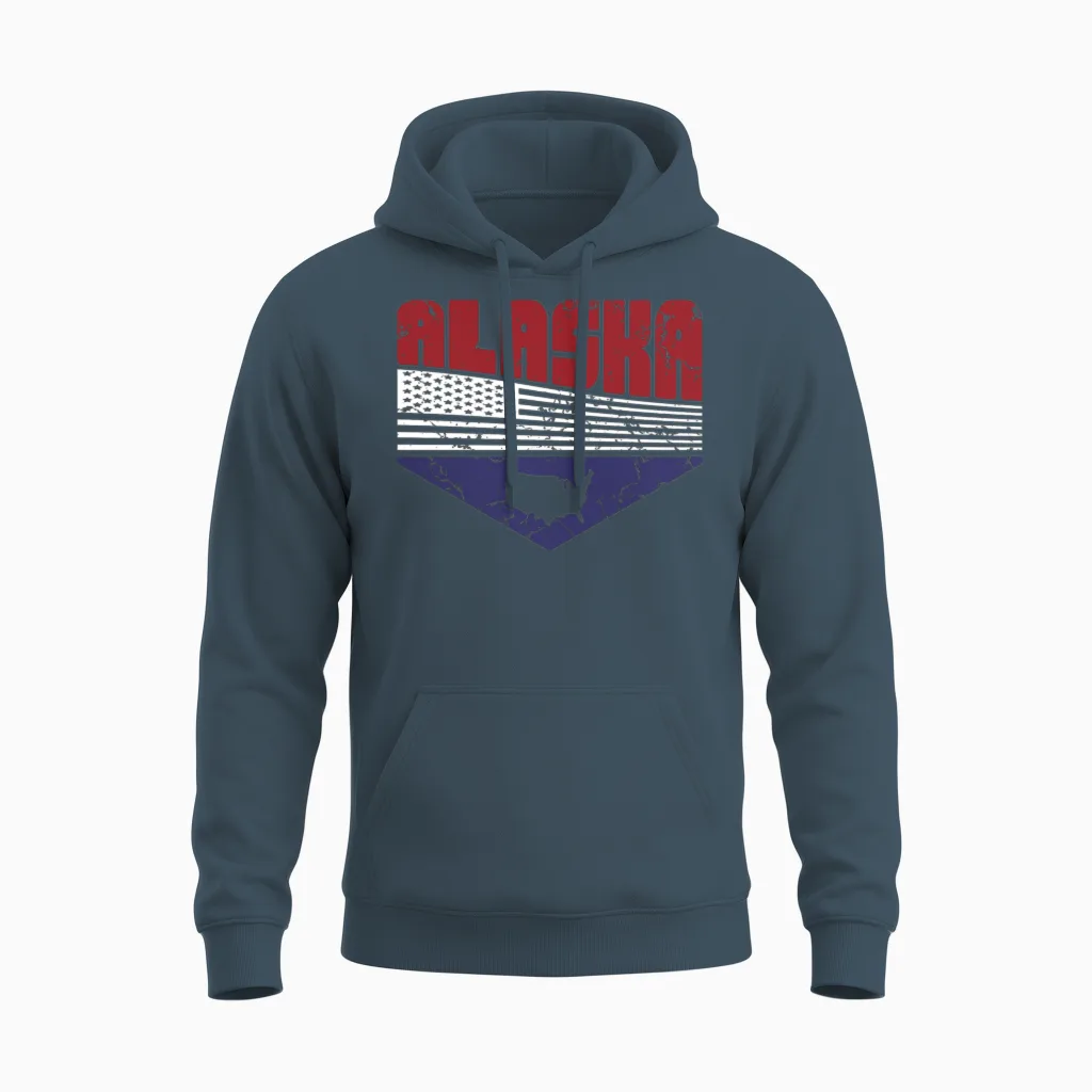 Retro Vintage Alaska Usa Patriotic & 4th of July Unisex Hoodie - Dark Heather