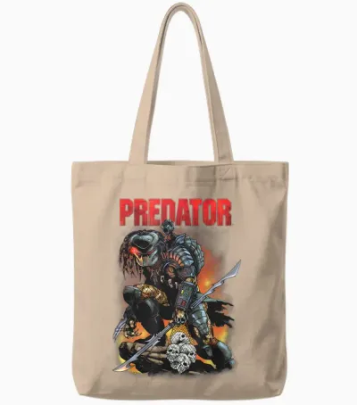 Predator Ready to Hunt Big Chest Iconic Retro Poster V2 Tote Bags - Natural