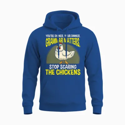 Funny Grammar Teacher Chicken Farming Unisex Hoodie - Royal