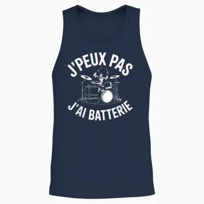 J'peux Pas J'ai Batterie Humour Gift Funny Battery Unisex Tank Top - Navy
