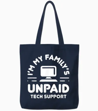 I'm My Family's Unpaid Tech Support Funny Computer Engineer Tote Bags - Navy