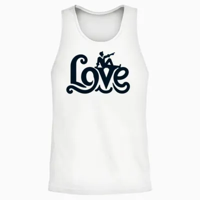 3d Love Typography with Creative Design Unisex Tank Top - White