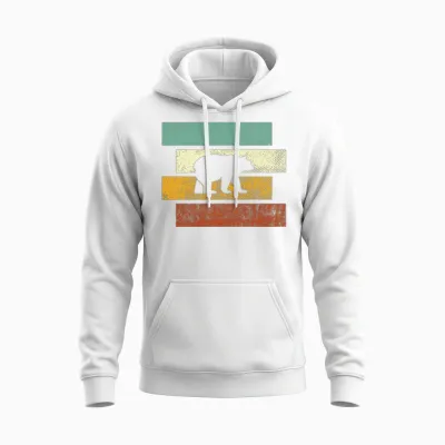Bear Retro Unisex Hoodie - White