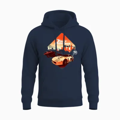 Fast & Furious 25th Anniversary Skyline Unisex Hoodie - Navy