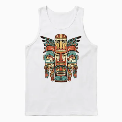 Motif Totem Indien Aztèque Du Sud-Ouest Amérindien Unisex Tank Top - White