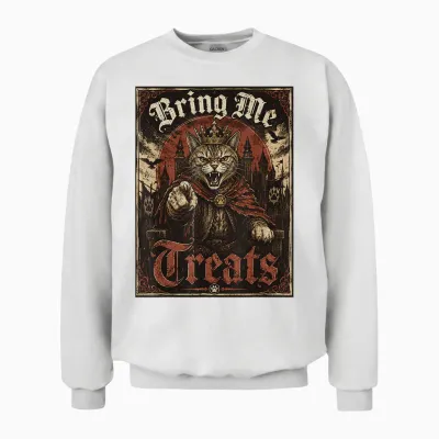Chat Médiéval En Colère Unisex Sweatshirt - White