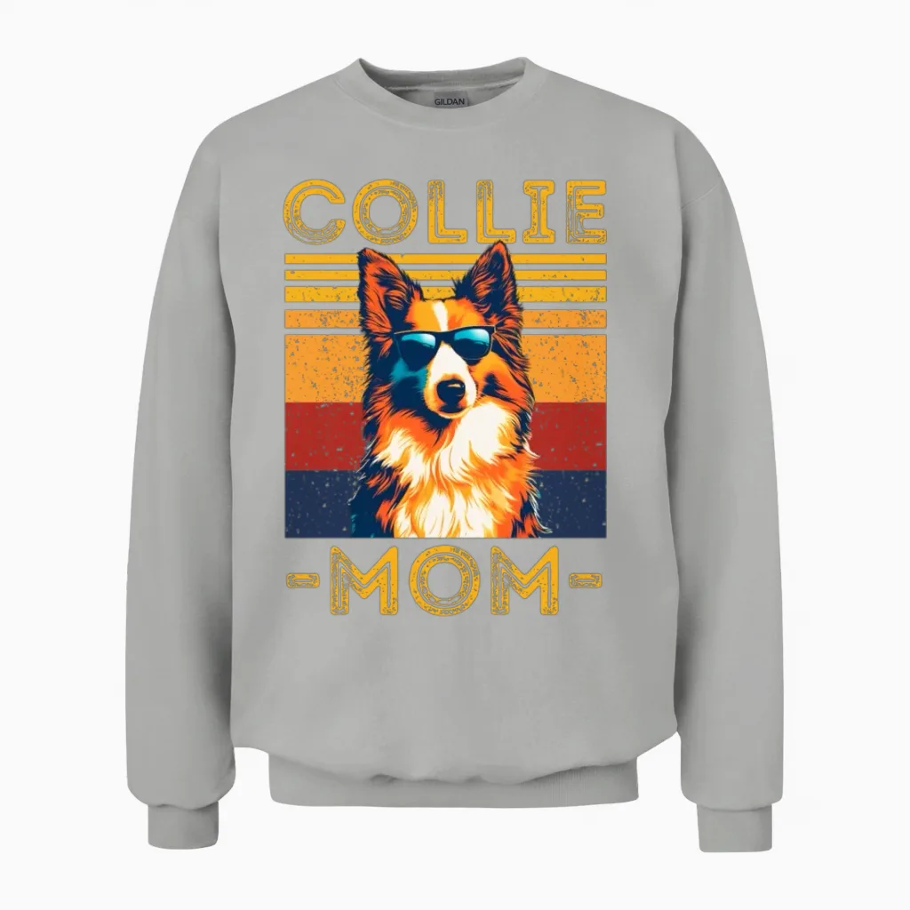 Collie Mom Retro Unisex Sweatshirt in Ash