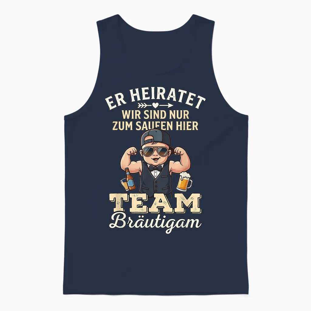Junggesellenabschied T-Shirt Männer Jga Poltern Polterabend Unisex Tank Top in Navy