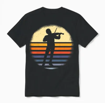 Violinist Retro Unisex T-Shirt - Black