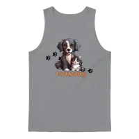 Cute Gray Cat and Dog Wit Each Other Unisex Tank Top - Sport Grey – 1