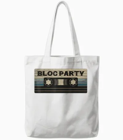 Vintage Bloc Cassette Party Mix Tape Music 2000s Rock T-Shirt, Black, S Tote Bags - White