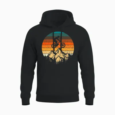 Mountainbike Downhill Retro Vintage Unisex Hoodie - Black