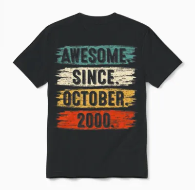 22 Years Old Gifts Awesome Since October 2000 22nd Unisex T-Shirt - Black