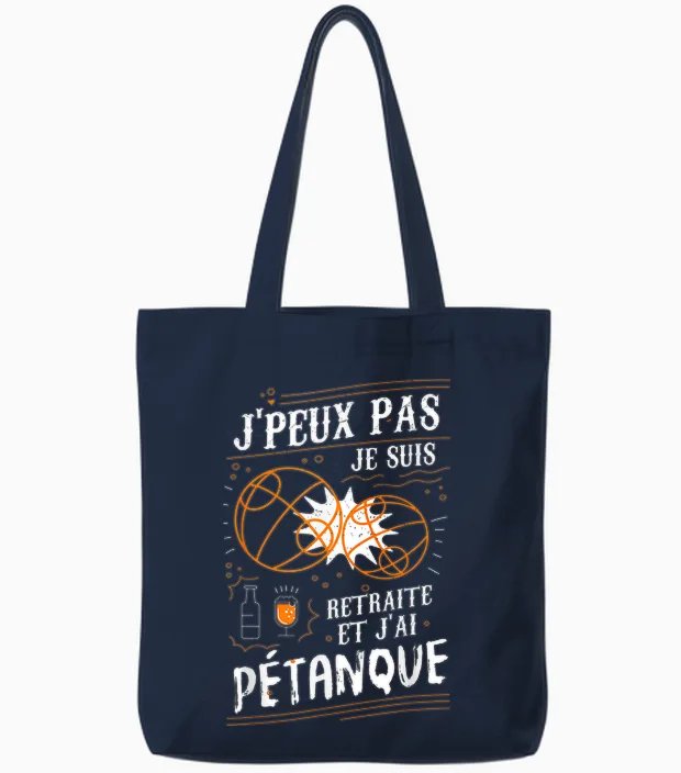 I Can't I'm Retired and I Have Pétanque Tote Bags in Navy