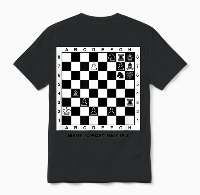 Funny Puzzle of Unique Chess Soldier Unisex T-Shirt in Black