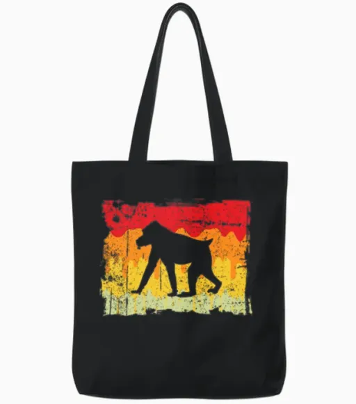 Monkey Retro Tote Bags - Black