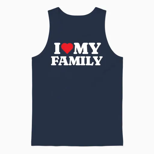 I Love My Family Unisex Tank Top in Navy