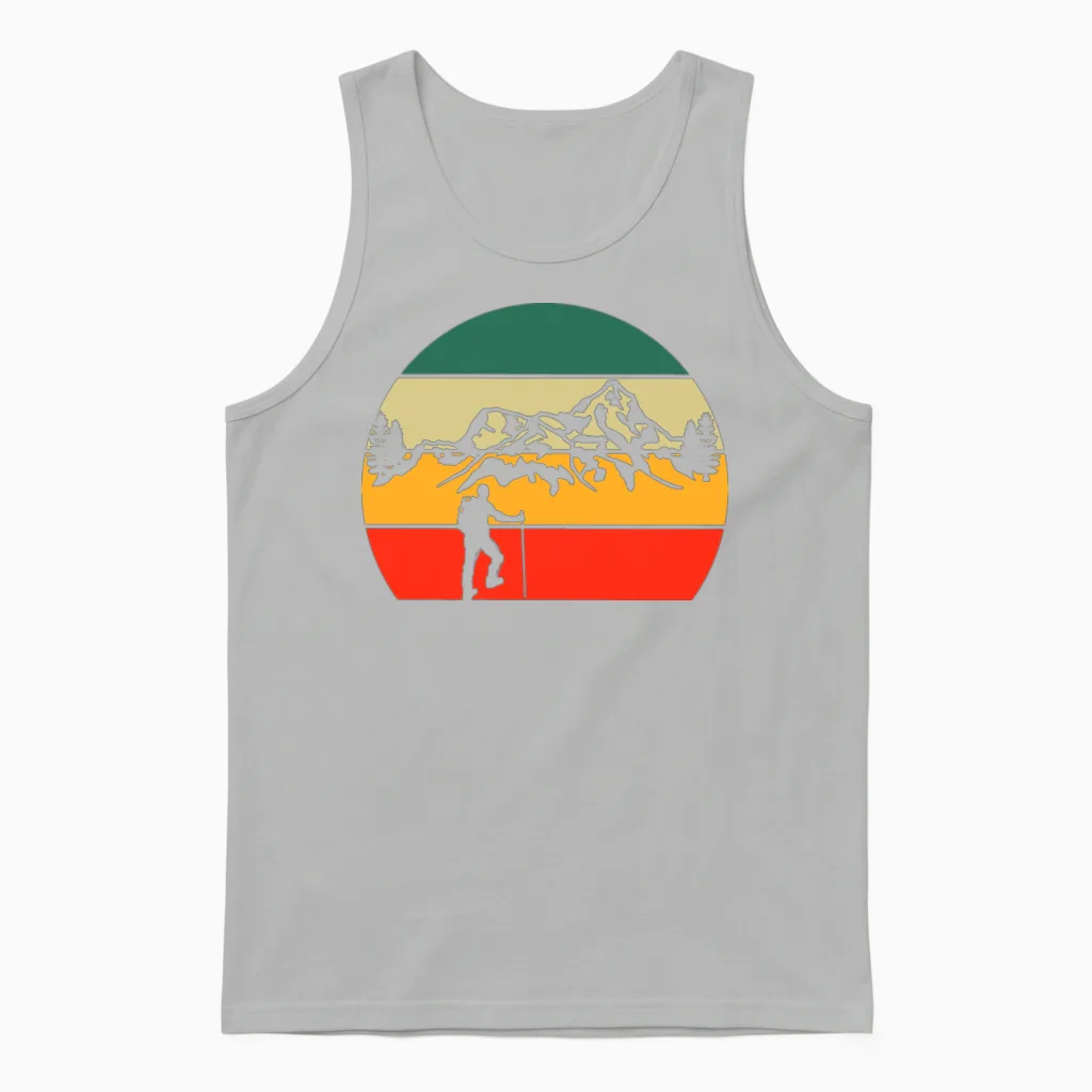 Retro Nature Hiking - & Outdoors Unisex Tank Top in Ash