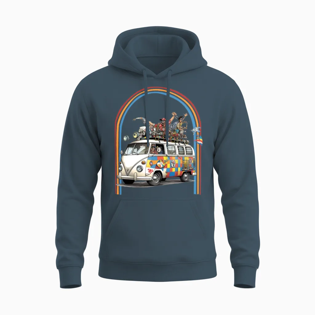 Racing Hippie Van Retro Unisex Hoodie - Dark Heather