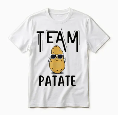 Team Potato Funny Gift Cute Fast Food Humor Fries T-Shirt, Grey, S Unisex T-Shirt - White