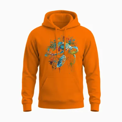 Turtle Tank Safari Animal Favourite Animal Turtle T-Shirt, Black Unisex Hoodie - Safety Orange